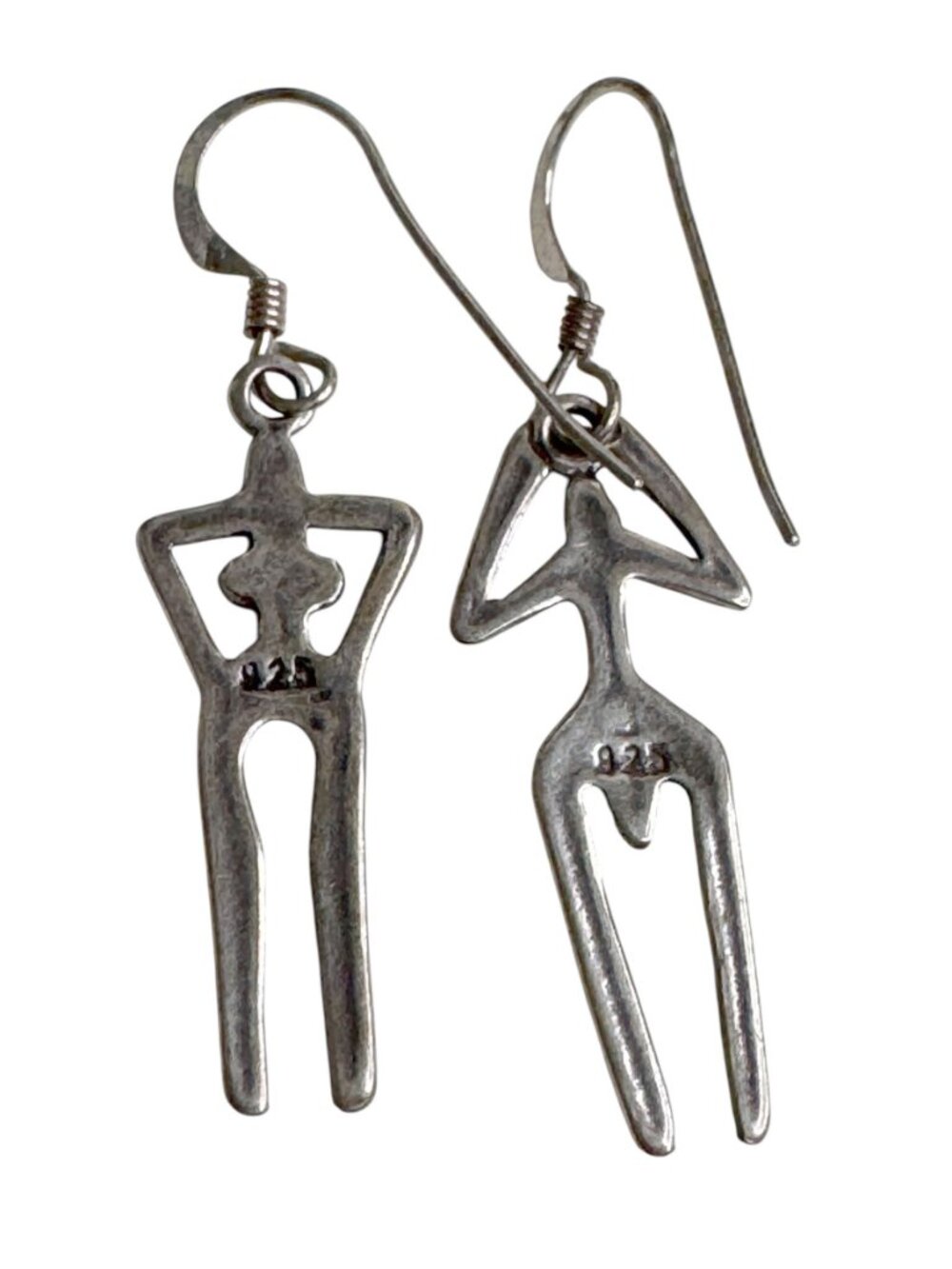 Sterling silver 925 indigenous figure couple dangle earrings - Picture 4 of 7